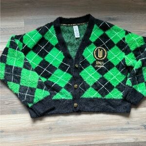 Wicked justice Green and Black Argyle Cardigan